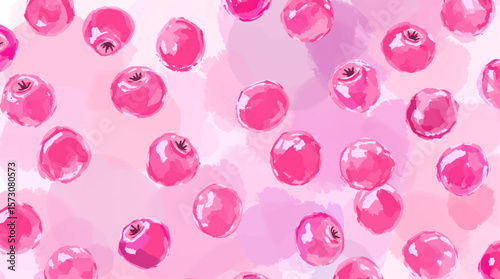 Watercolor background pattern berries on white background
