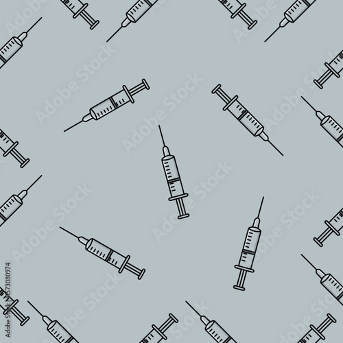 Infinite syringe pattern on grey background, Abstract background seamless pattern.