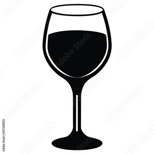 A simple of a classic glass with red wine is transparent