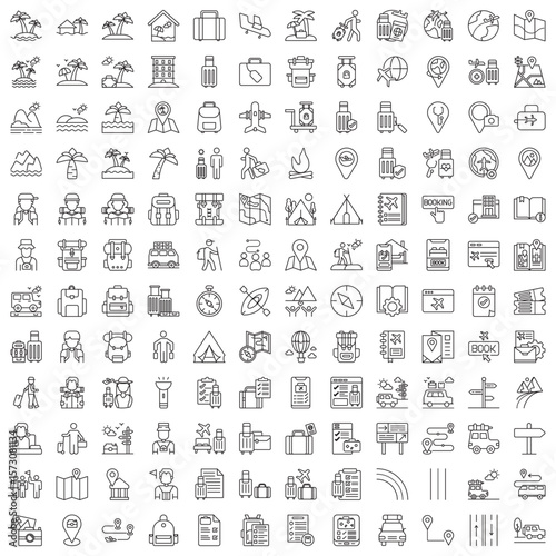 travel set of web icons in line style. travel, travel guide, travel tips, travel destinations and travel photography. Vector illustration