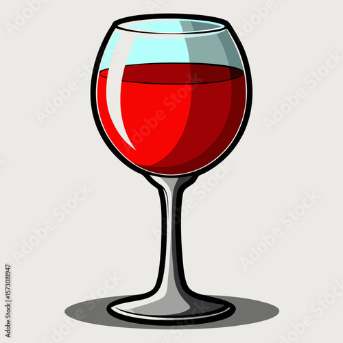 Glass of Red Wine Illustration for Menus and Websites