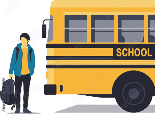 School bus student illustration vector back to school bus transportation