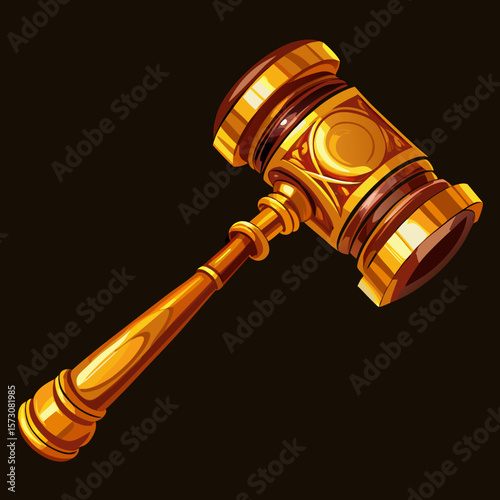Ornate Golden Gavel Judge Auction Law Justice Symbol