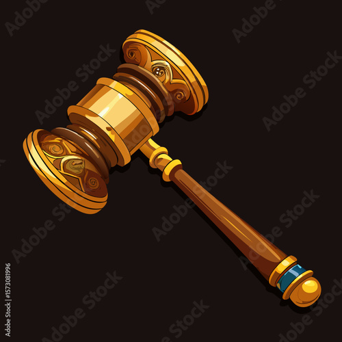 Ornate Golden Gavel Auction Judge Law Justice Symbol