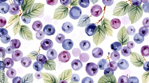 Seamless patterns with blueberries and bilberries in watercolor style on a white background