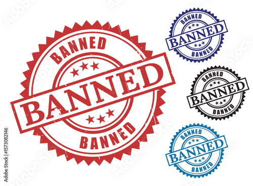 Censored Content Stamps, Restricted Warning Label Vector Collection