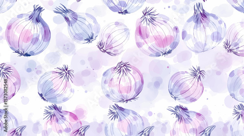 Watercolor background pattern onion on white background
