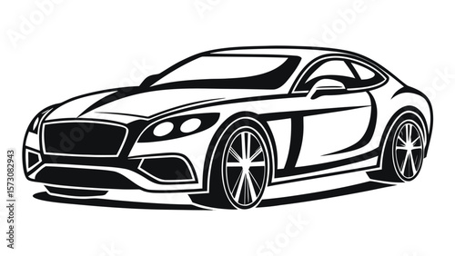 Sleek black and white silhouette of a modern sports car