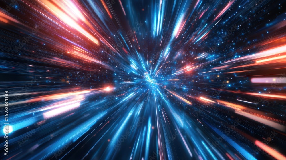 Fototapeta premium Futuristic Intergalactic Travel Through Warp Drive Visualization