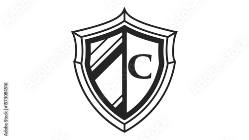 Classic black and white shield emblem with a stylized letter c inside