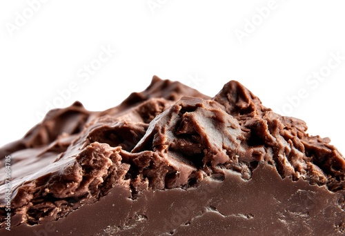 Dark chocolate block close-up with rough texture