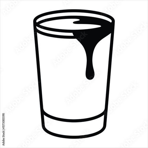 Dripping Liquid in a Glass Simple Line Art Illustration