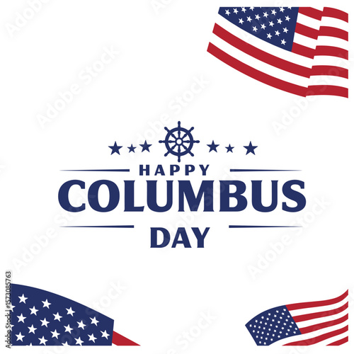 Columbus Day copy space Background Celebration with America flag and Columbus ship silhouette
