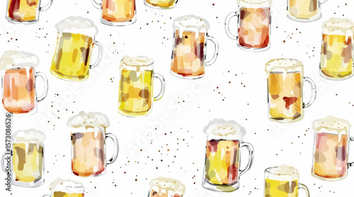 Watercolor pattern bear on white background	