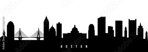Vector silhouette illustration of Boston City urban skyline. Modern minimalist cityscape graphic, perfect for travel, banners or backgrounds.