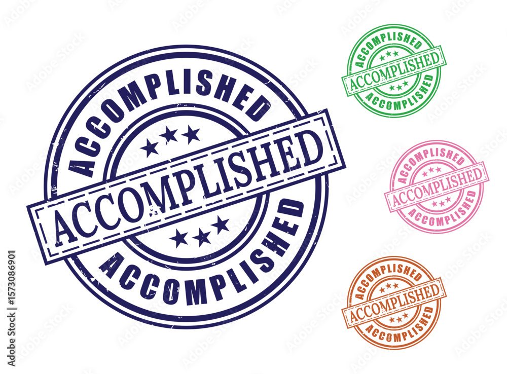 Obraz premium Achieved Goal Labels, Success Recognition Stamp Vector Set 