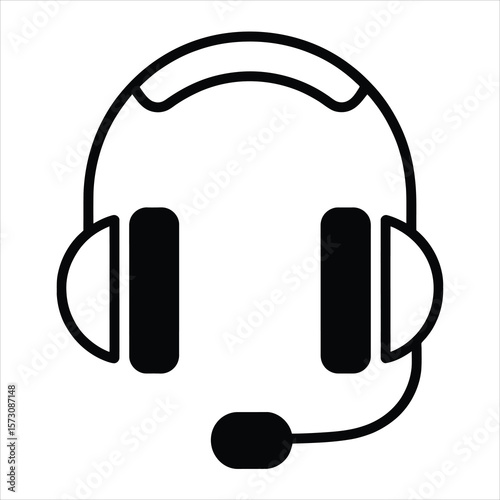 Professional Headset Icon Support, Communication, and Customer Service