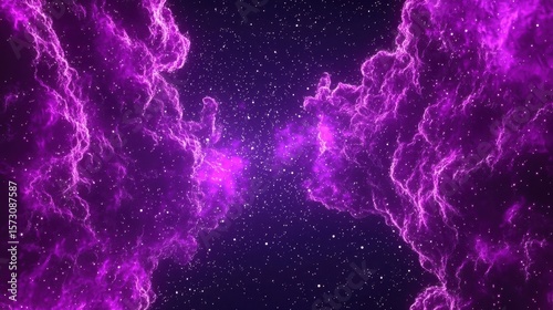 Mesmerizing Purple Cosmic Clouds with Stars in a Night Sky