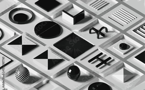 The designs are rendered in black and white with varying levels of depth and dimensionality