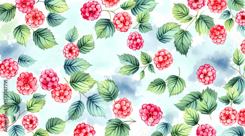 Watercolor background pattern berries on white background
