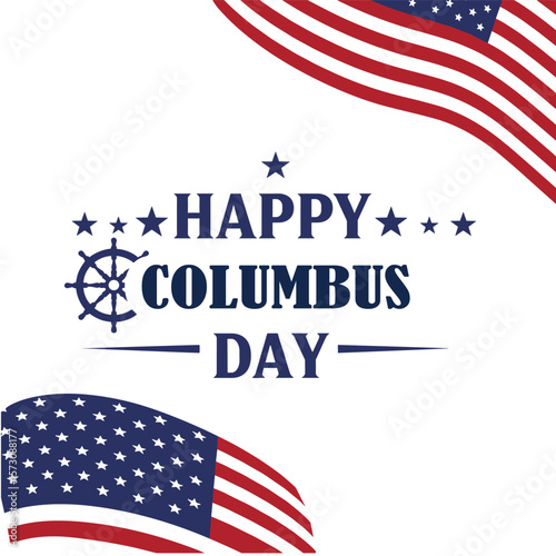 Columbus Day copy space Background Celebration with America flag and Columbus ship silhouette