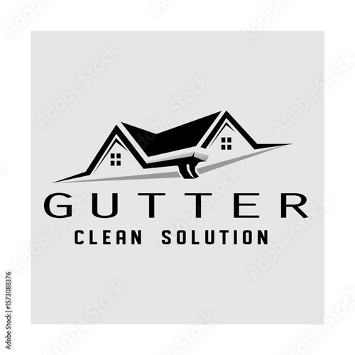 Gutter repair service and installation solution logo design vector illustration