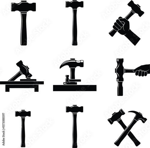 Hammer collection various styles and actions sledgehammer mallet