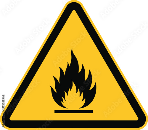 Warning symbol for flammable materials fire flame