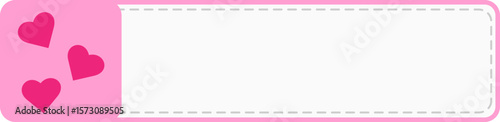 Vector pink name tag with paper and flowers