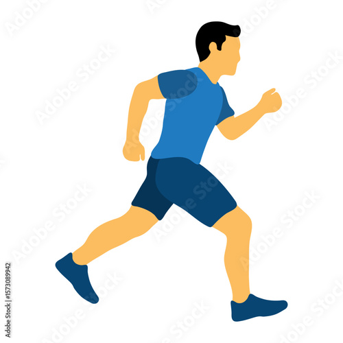 Illustration of Man Running. Flat Design