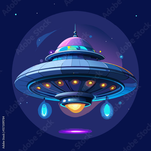 Cool Cartoon UFO in Space