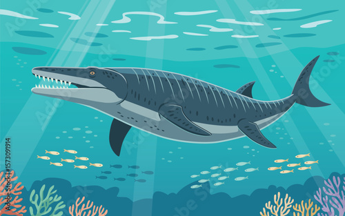 Ancient sea creature swimming underwater