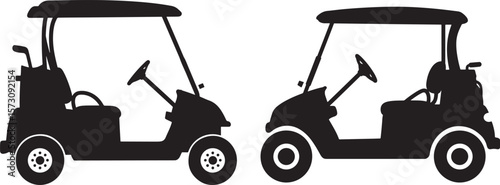 Classic golf cart silhouette for recreational transportation and sport