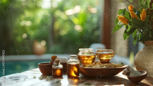Warm Herbal Oils for Ayurvedic Panchakarma Treatment Session