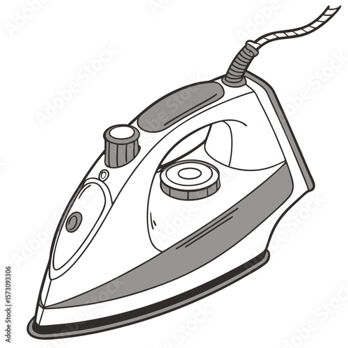 Simple clothes iron outline, great for laundry, household chores, or textile care designs on a white background.