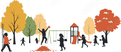 Playground fun kids playing children park autumn season fall activities