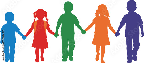 Children holding hands vector illustration friendship and childhood concept