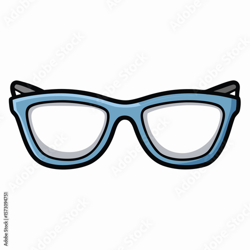 Simple pair of glasses outline, great for vision, fashion, or eye care designs on a clean white background.