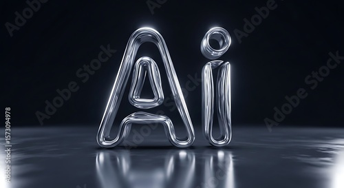 3D Ai Logo Made of Transparent Glass Tubes. (AI Generated)