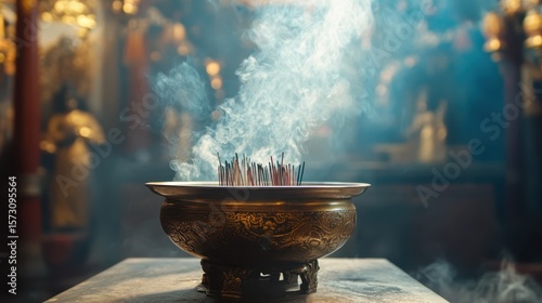 Bronze Incense Burner with Scented Smoke and Resin Sticks