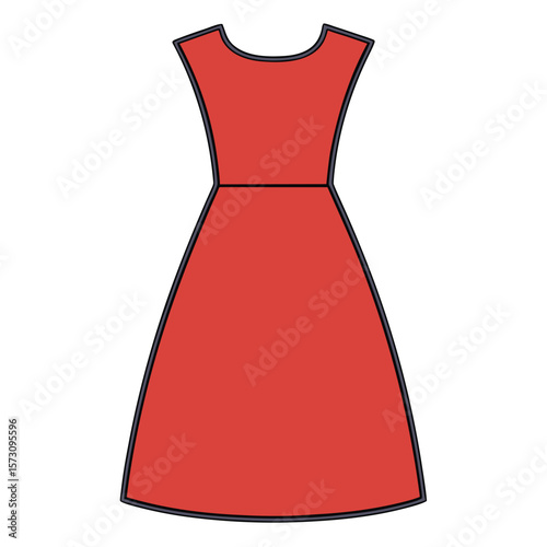 Simple dress silhouette, ideal for fashion, clothing, or female apparel designs on a white background.