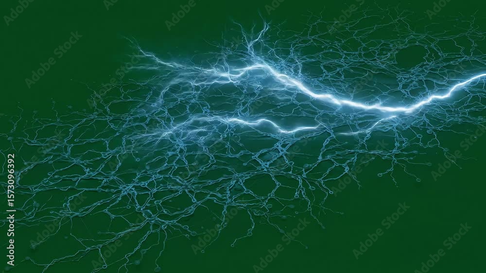 Abstract lightning bolt on dark green background.