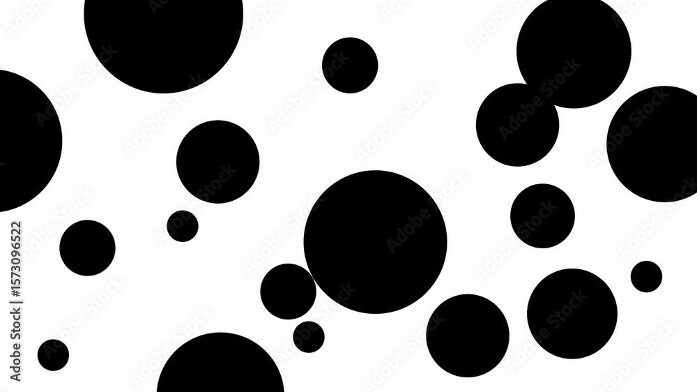 Abstract black and white bubble pattern minimal background animation with soft round shapes movement