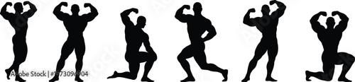 Muscular Male Bodybuilders: Dynamic Poses & Strong Silhouettes for Fitness & Gym.