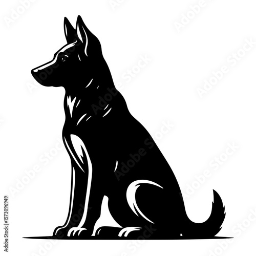  Dog Sitting Silhouette 