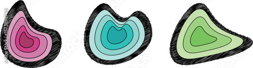 Handcrafted-Looking Organic Blob Illustration with Grunge Accents and Multicolor Opacity Layered Aesthetic