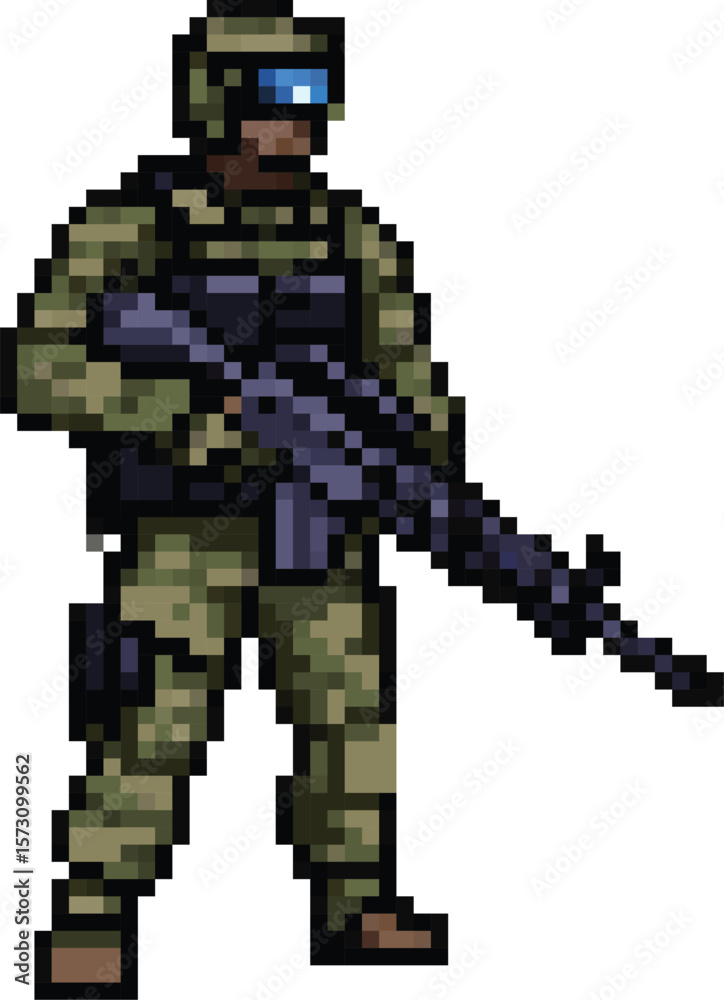 Fototapeta premium Army Character Pixel Art