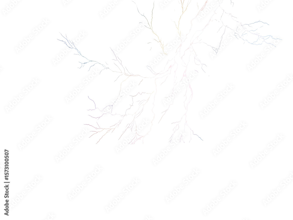 Fototapeta premium Abstract electric vein pattern with pastel glow on white background. Subtle lightning or magic vein energy effect.