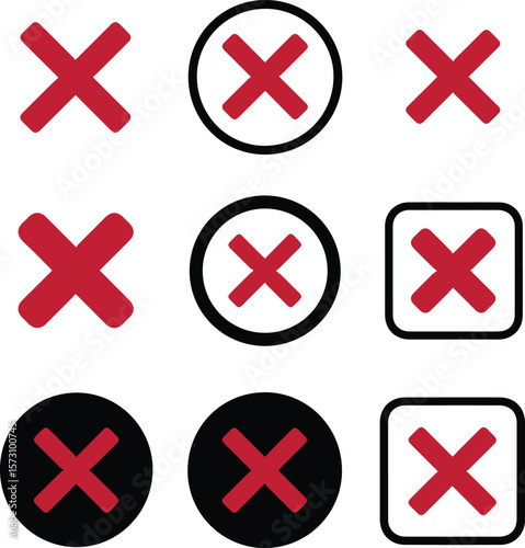 Clean Cancel Icon Collection – Red Design Assets