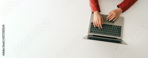 Bild auf Leinwand Close-up portrait typing keyboard on laptop computer
